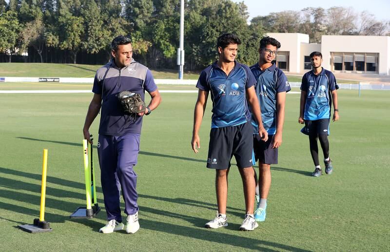 Under-19 players Jash Giyanani, Nilansh Keswani and Abhay Katoch at the ICC Academy in Dubai. 