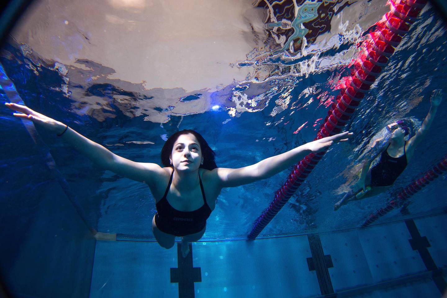 BERLIN, GERMANY - MARCH 09:  Yusra Mardini of Syria during a training session at the Wasserfreunde Spandau 04 training pool Olympiapark Berlin on March 9, 2016 in Berlin, Germany.  (Photo by Alexander Hassenstein/Getty Images for IOC)