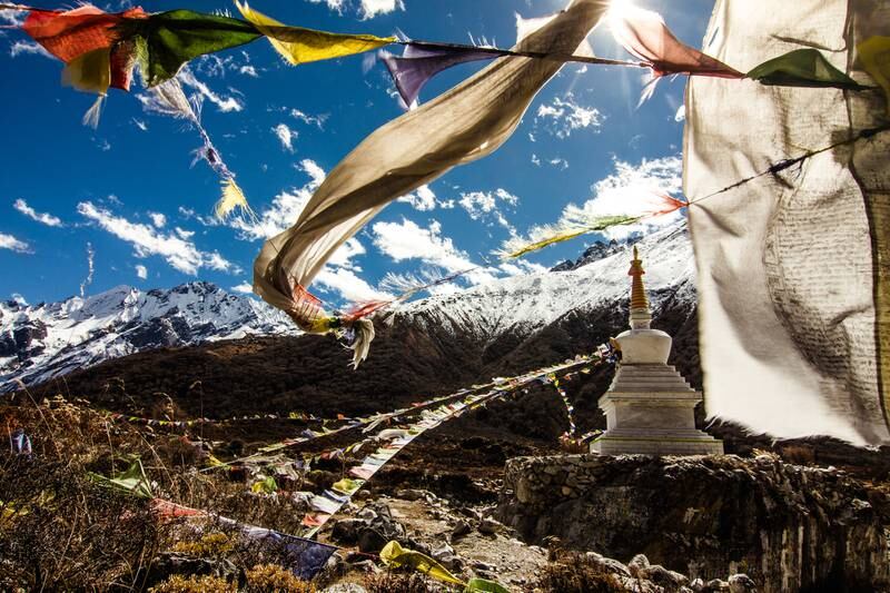 A Buddhist stupa in Nepal’s Langtang valley. Yetis were once said to have been common in the upper reaches of this area. Photo: Stuart Butler for The National