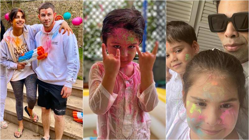 From left to right: Priyanka Chopra and Nick Jonas; Taimur Ali Khan, the son of Kareena Kapoor Khan; and Karan Johar with his twins Roohi and Yash. Instagram