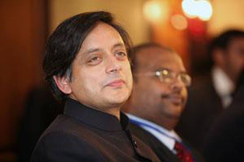 Shashi Tharoor, left, India's minister of state for external affairs, at an event organised by some of his constituents from the Thiruvananthapuram Expatriates Association, in Dubai.