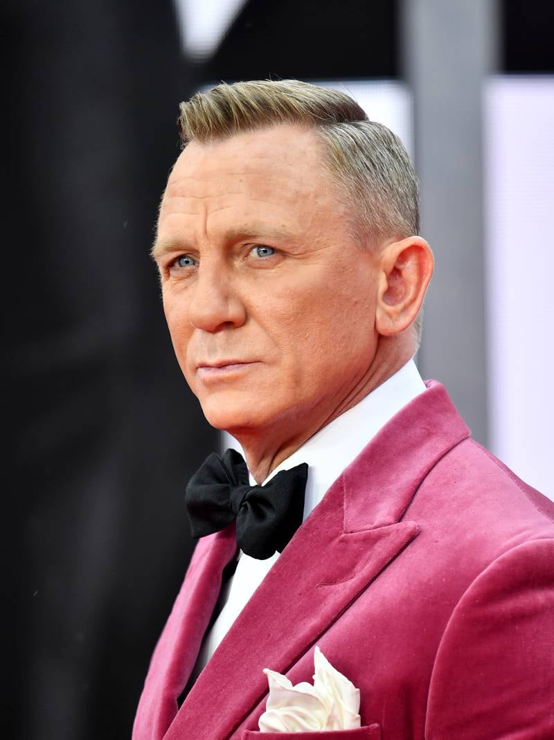 Lead actor Daniel Craig gives the trademark James Bond stare on arriving at the world premiere of ‘No Time to Die’. Photo: Getty