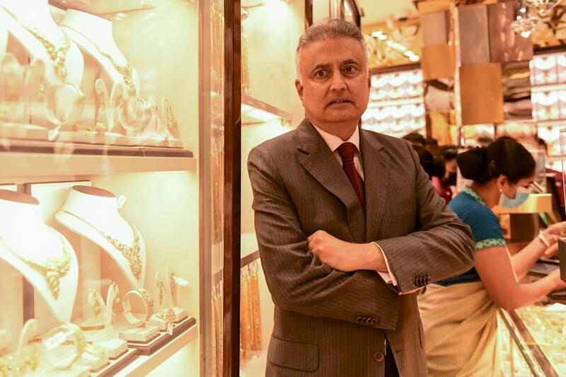 Anil Dhanak, founder of Kanz Jewellers, in the gold souq, Dubai. 