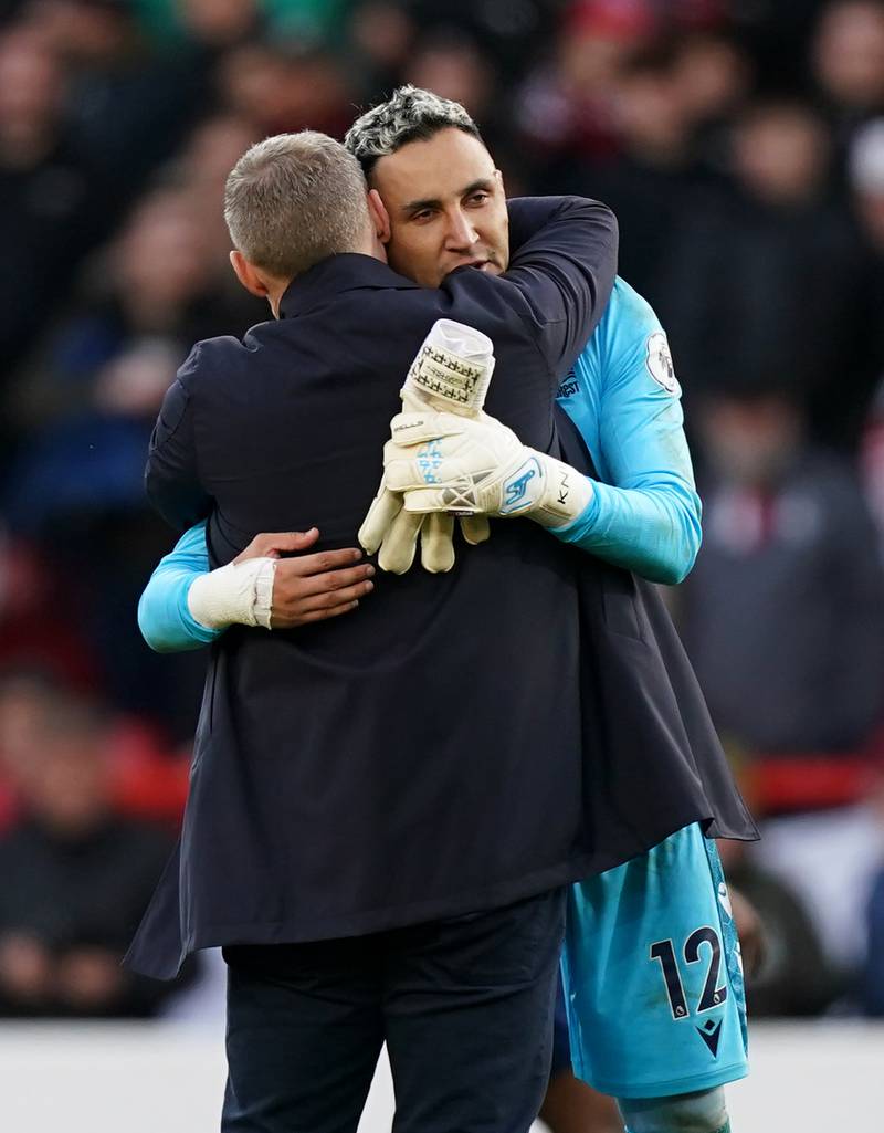 Forest manager Steve Cooper with Keylor Navas. PA