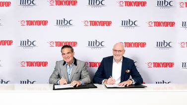 Sam Barnett, CEO of MBC Group, and Stu Levy, CEO of Tokyopop. The two companies have joined forces to launch MBC Anime