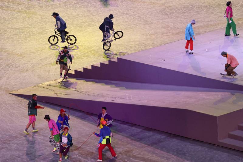Artists perform during the closing ceremony of the Tokyo 2020 Olympic Games,