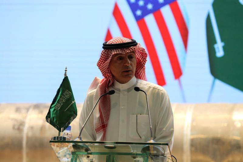 Saudi Arabia's Minister of State for Foreign Affairs Adel Al Jubeir speaks during a joint news conference with US Special Representative for Iran Brian Hook, in Riyadh, Saudi Arabia June 29, 2020. Reuters
