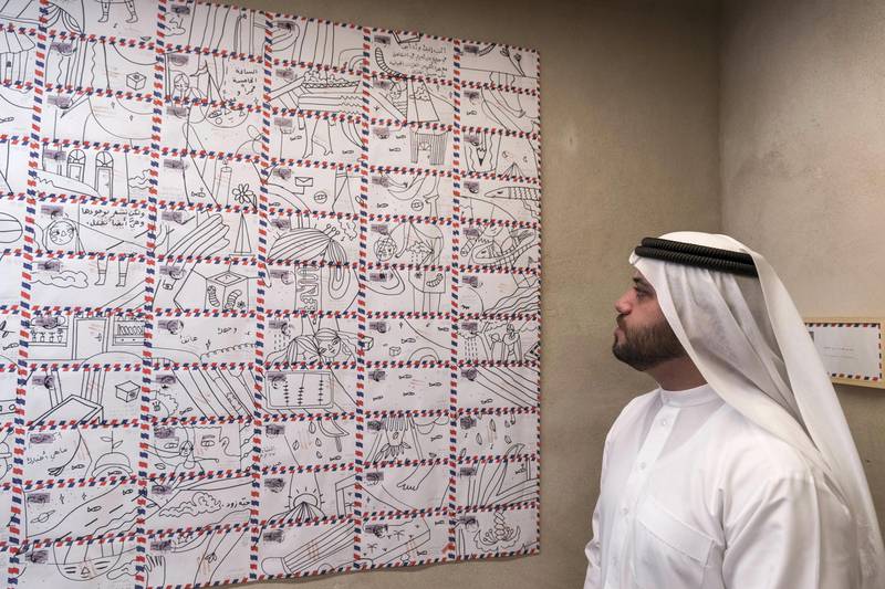 SHARJAH, UNITED ARAB EMIRATES. 30 September 2017. Sharjah Art Foundation opening night for Artists in Residence. Installation by Nasir Nasrallah (Sharjah) titled: Mailing System Rearrangement. (Photo: Antonie Robertson/The National) Journalist: Nick Leech. Section: Arts & Culture.