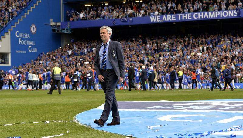 Jose Mourinho shown after winning the Premier League title with Chelsea last year. Adam Holt / Reuters / May 24, 2015