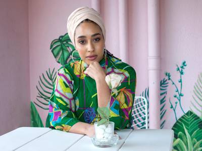 DUBAI, UNITED ARAB EMIRATES - Mariah Idrissi, hijab fashion model at Tania's Teahouse, Dubai.  Leslie Pableo for The National