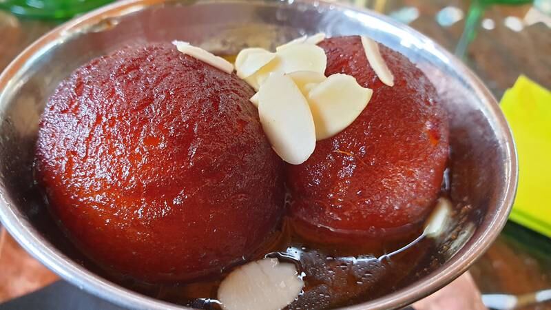 Gulab jamun, a deep-fried sweet made from milk khoya.