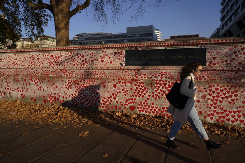 The National Covid Memorial Wall in London. AP