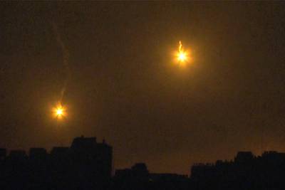 A video grab shows rockets fired from Gaza city. AFP