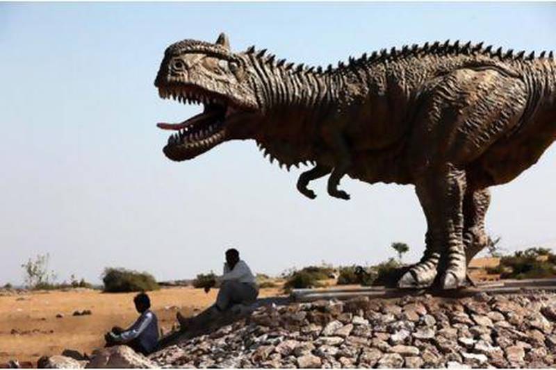 The Rajasaurus dinosaur in Raioli village, Gujarat. The town has one of thw world's largest reserves of dinosaur fossils.