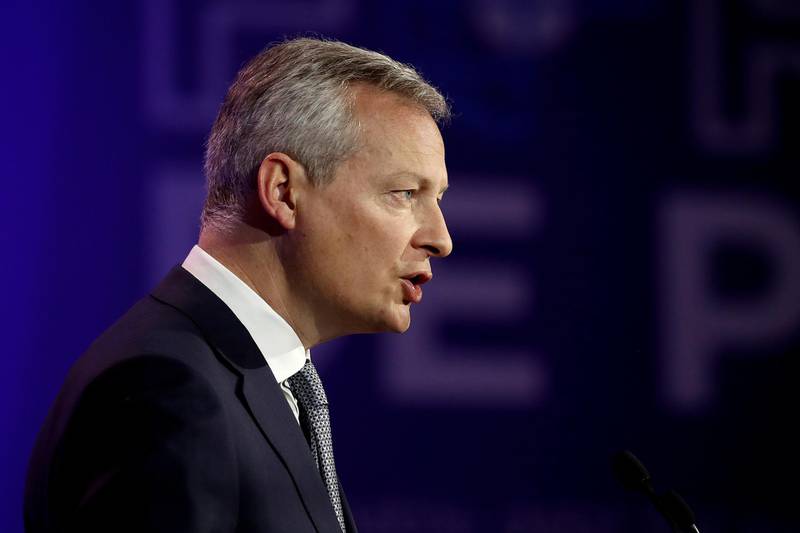 FILE PHOTO: French Economy and Finance Minister Bruno Le Maire delivers a speech during a high-level forum on debt at the Finance ministry in Paris, France, May 7, 2019. REUTERS/Benoit Tessier/File Photo