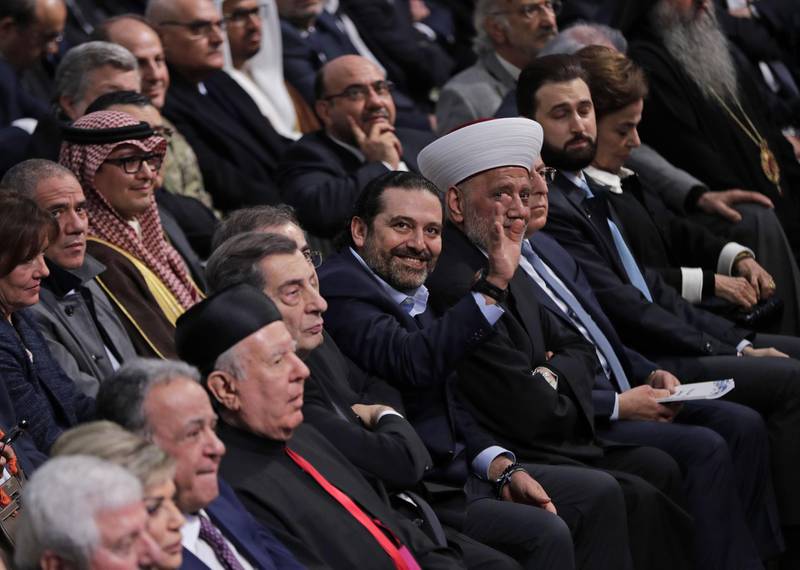 Lebanese former prime minister Saad Hariri waves as he attends a ceremony marking the 15th anniversary of the assassination of his father and former Lebanese premier, in Beirut.  AFP