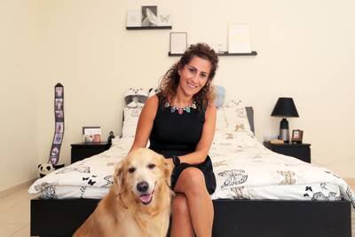 Jessy Chami lives with her dog Duke in a one-bedroom apartment in Jumeirah Village Circle. All photos: Pawan Singh / The National
