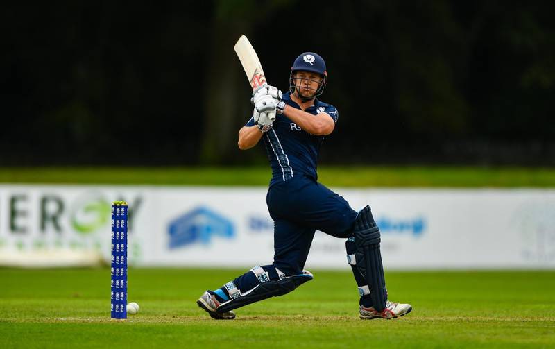 Dublin , Ireland - 16 September 2019; George Munsey of Scotland hits a four during the T20 International Tri Series match between Scotland and Netherlands at Malahide Cricket Club in Dublin. (Photo By Sam Barnes/Sportsfile via Getty Images)
