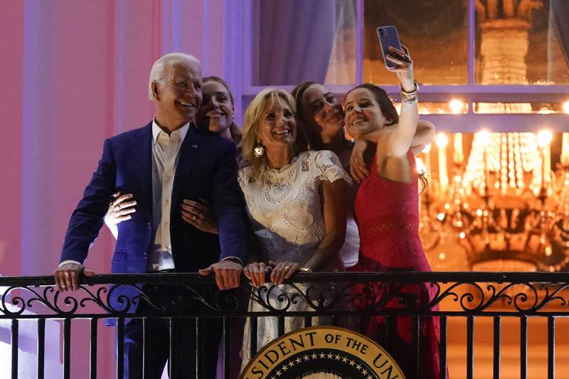 Ashley Biden takes a selfie with members of her family at the White House. AP