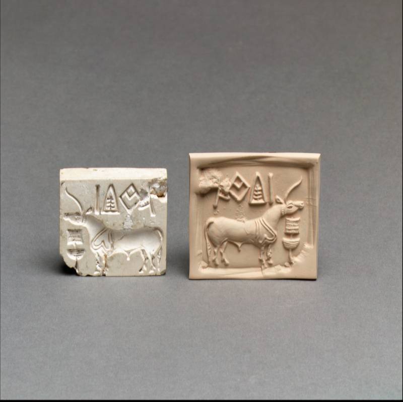 Stamp seal and modern impression: unicorn and incense burner, burnt steatite, circa 2600–1900 BC. Photo: Metropolitan Museum of Art