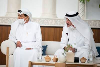 Sheikh Humaid and Sheikh Saud attend the meeting.