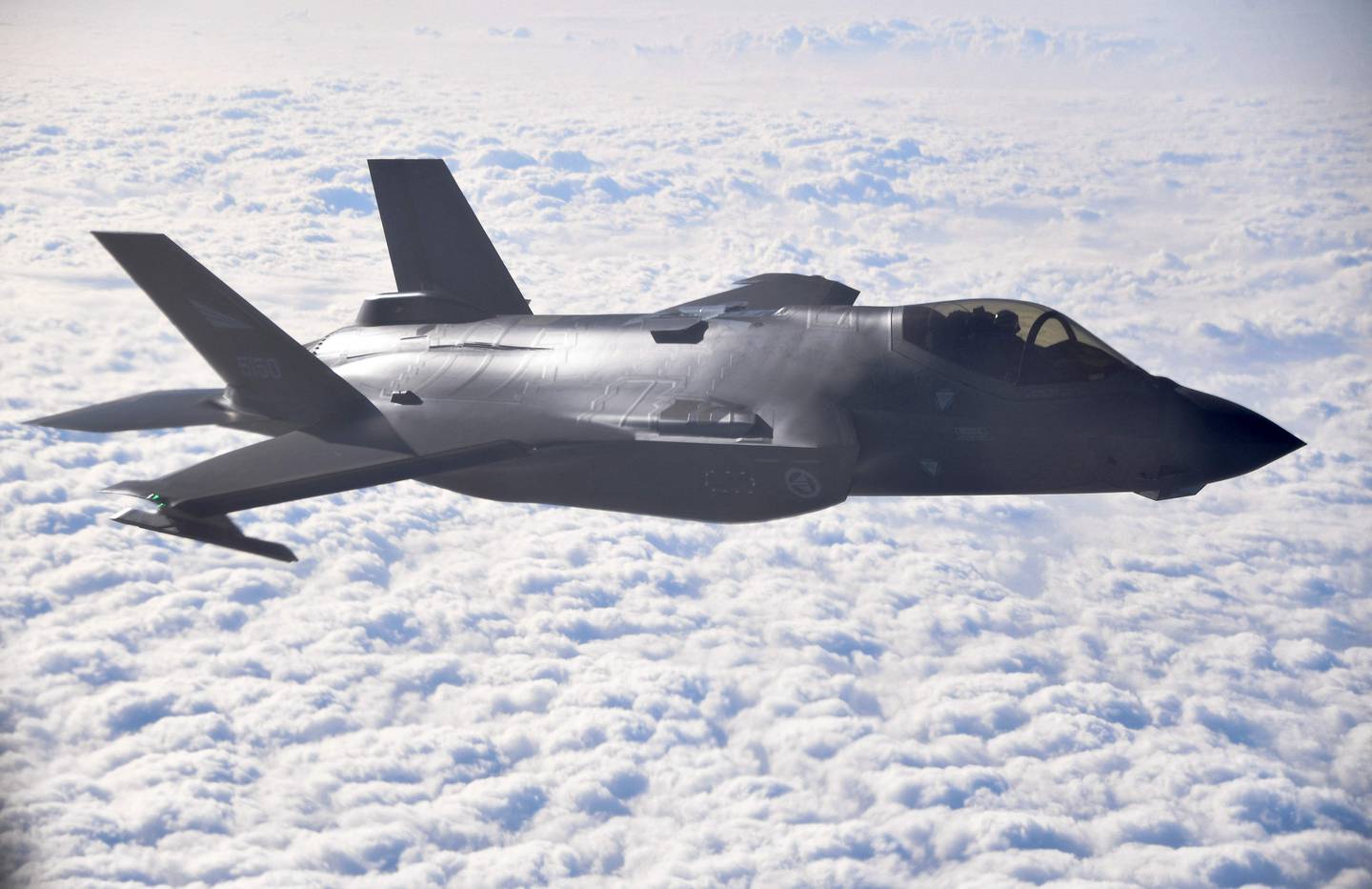 A Norwegian F-35 fighter jet during Nato exercise 'Cold Response' over Norway in March. AFP