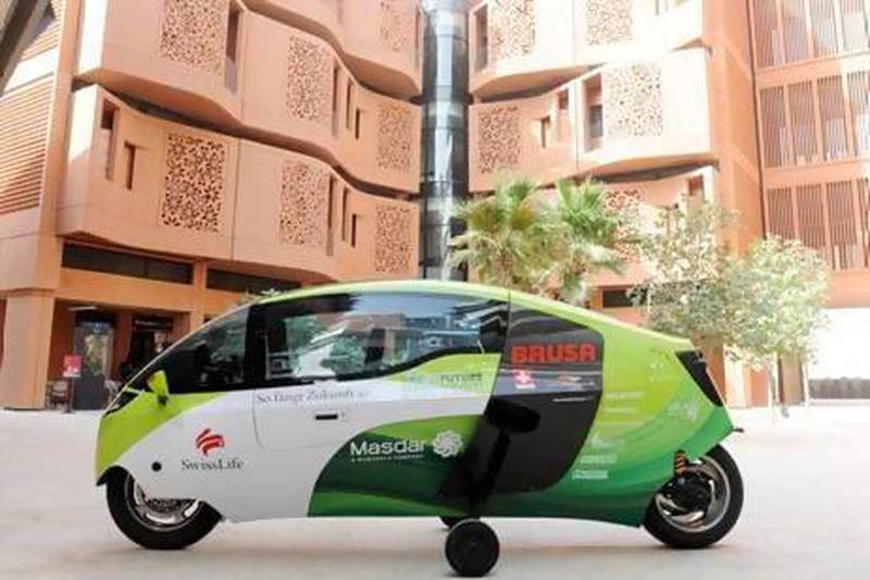 Zerotracer, a zero-emission electric motorcycle, visits Masdar City as part of its Middle East tour.