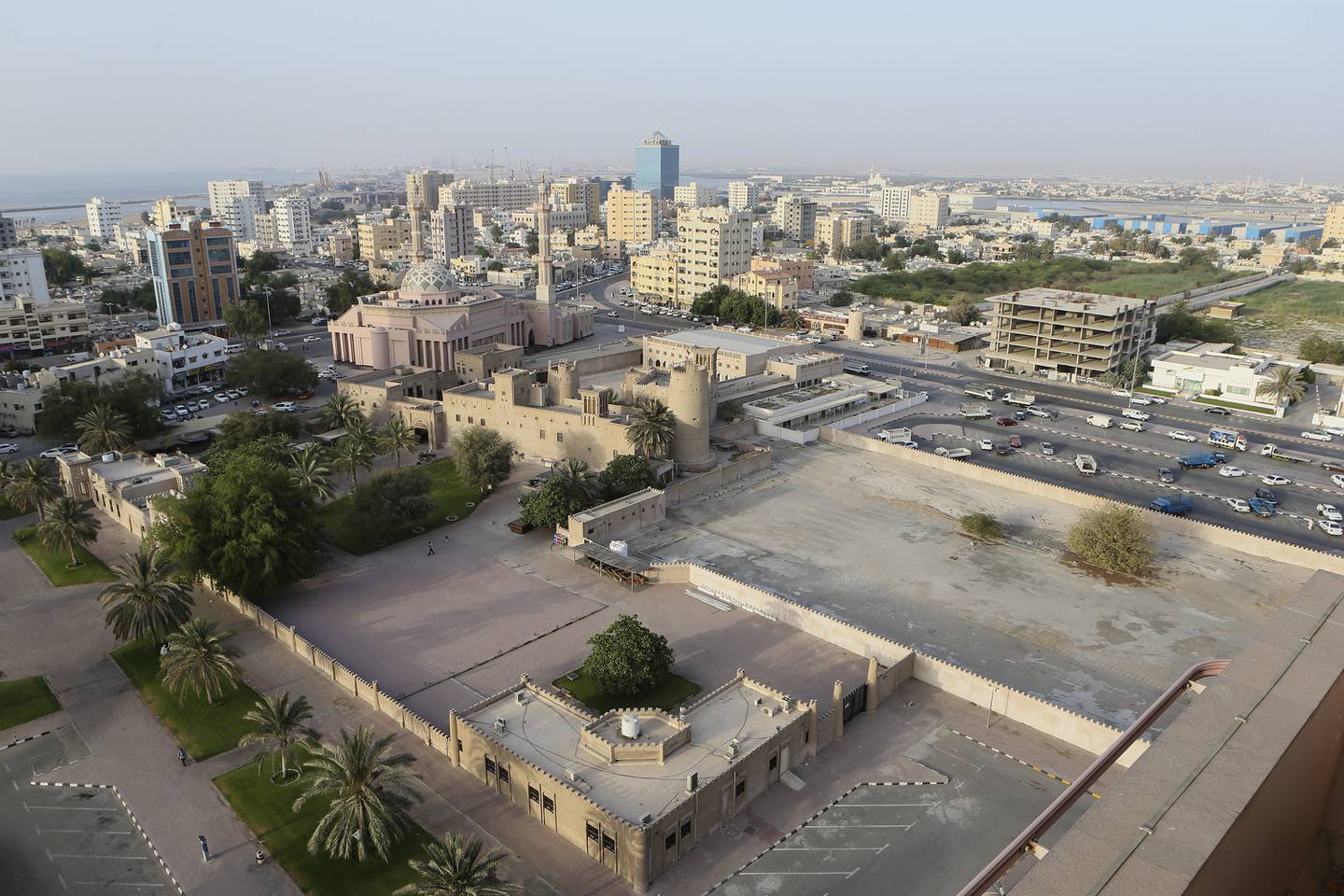 AJMAN, UAE. May 6, 2015 - Aerial stock photograph of the Ajman Museum area in Ajman, May 6, 2015. (Photos by: Sarah Dea/The National, Story by: Rezan Al Ouetii) *** Local Caption ***  SDEA060515-ajman03.JPG