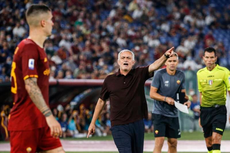 Roma manager Jose Mourinho during the match against Sassuolo. EPA