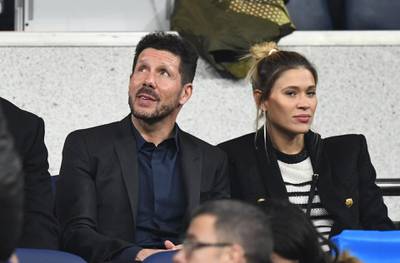 The coach of Spain's Atletico Madrid, Argentine Diego Simeone (left), is seen at the Santiago Bernabeu stadium in Madrid before thet start of the second leg match. AFP