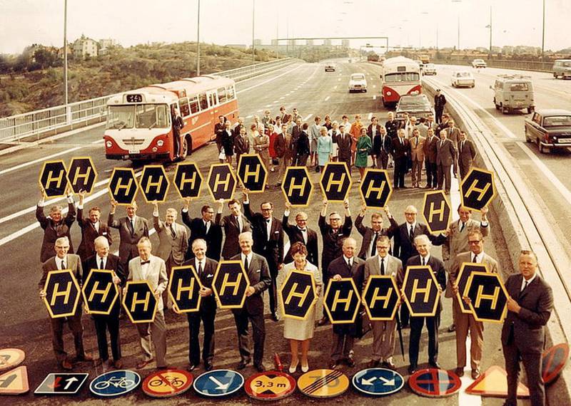 Dubai was not the only place to switch. A year later, Sweden prepares for 'right-hand traffic diversion' day or simply Dagen H (H-Day) in 1967. Alamy