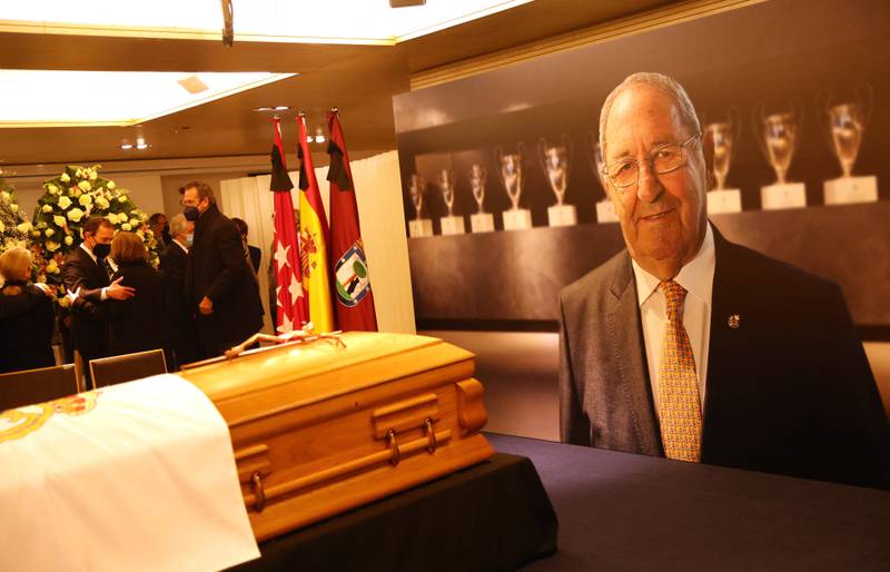 The Wake for Real Madrid legend Francisco Gento at the Santiago Bernabeu on January 18, 2022. Reuters