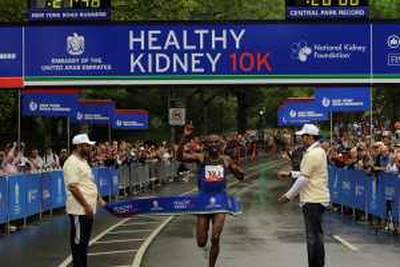 Robert Stolarik for The National
New York, NY
May 16, 2009
Tedese Tola(21) from Ethiopia broke the course record Saturday morning for the Healthy Kidney 10k race in Central Park in Manhattan New York with a time of 27:48.