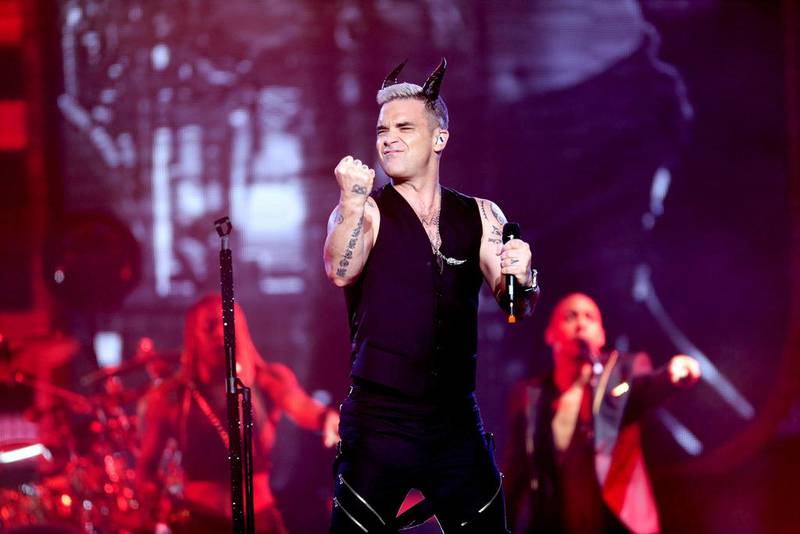 British artist Robbie Williams performs at du arena in Abu Dhabi on April 25, 2015. Christopher Pike / The National