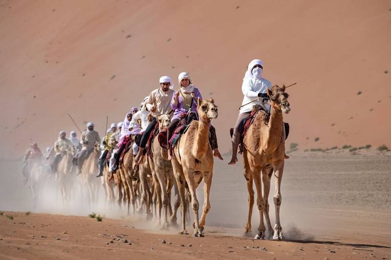 The camel riders on their 12-day trek.