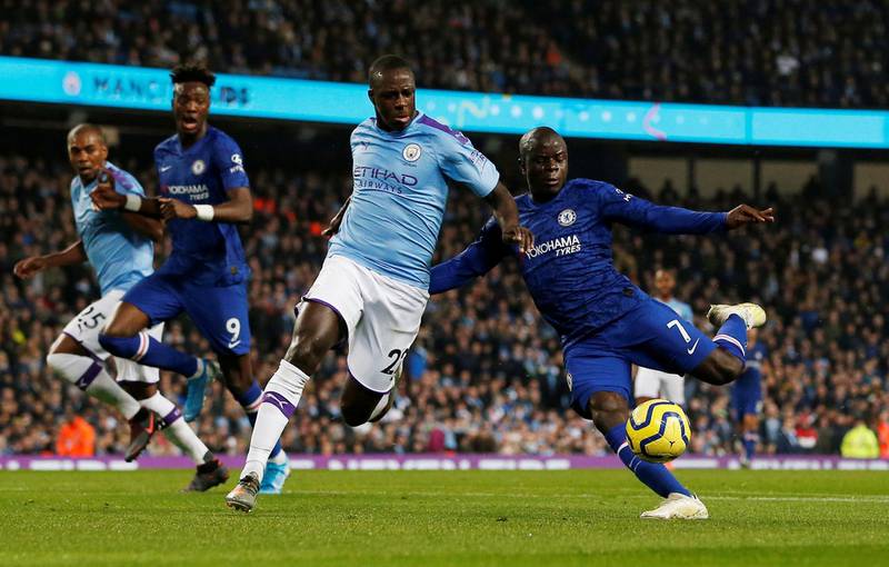 Chelsea's N'Golo Kante scores their first goal. Reuters