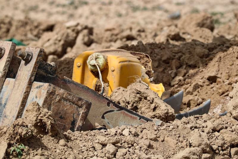 An IED unearthed by an armoured mechanical digger in Petwayi village, Afghanistan. Photo: Halo Trust