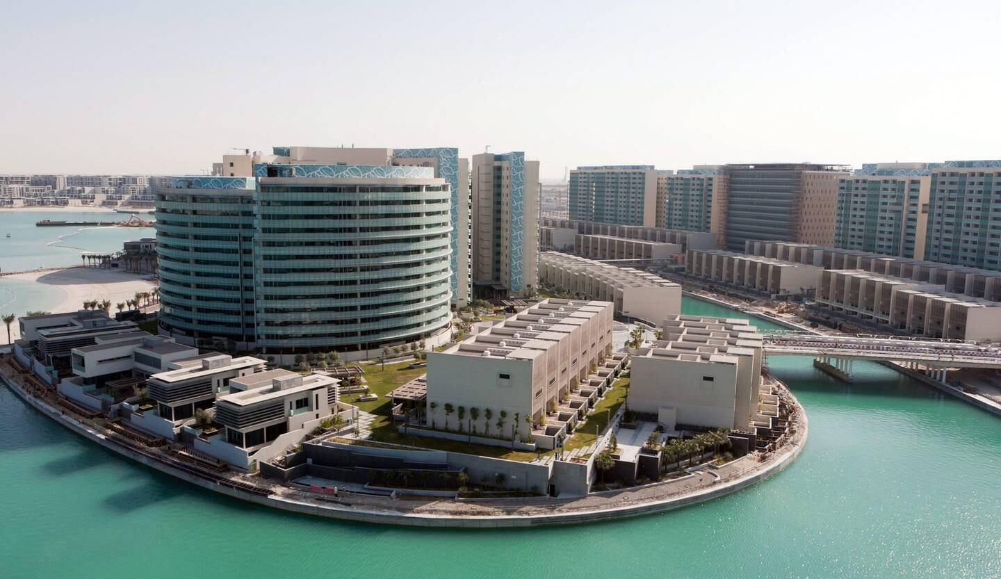 The Khor Al Raha real estate development is seen from the Al Bandar Marina in Abu Dhabi, United Arab Emirates, Tuesday, January 10, 2012. Abu Dhabi, the oil-rich emirate, spent 36 billion dirhams ($9.8 billion) to bail out its biggest developer in 2011 as United Arab Emirates real estate companies face a market stall and debt repayment deadlines Reach for the checkbook. Photographer: Duncan Chard/Bloomberg *** Local Caption *** 964614.jpg