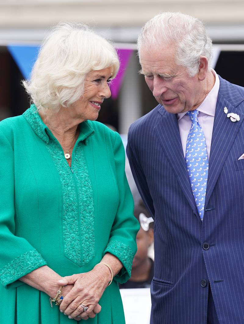 The Prince of Wales and his wife Camilla during the Big Jubilee Lunch, with tables set up on the pitch at The Oval cricket ground in London on day four of the platinum jubilee celebrations. PA