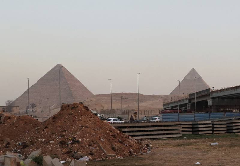 Construction is under way on the bridge between                    the Grand Egyptian Museum and the Giza pyramid                    complex. All photos: Reuters (unless otherwise                    mentioned)