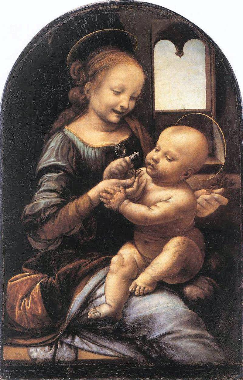 'Benois Madonna' (1478). This composition was one of Da Vinci's most famous - many young painters copied it. The painting is housed at the Hermitage Museum in Saint Petersburg, Russia