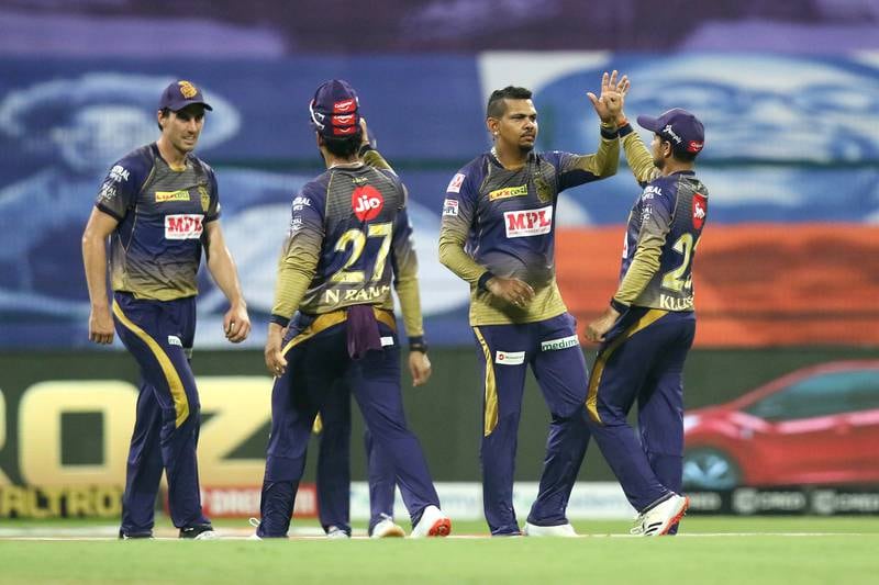 Kolkata Knight Riders players celebrates the wicket of Saurabh Tiwary of Mumbai Indians during match 5 of season 13 of the Dream 11 Indian Premier League (IPL) between the Kolkata Knight Riders and the Mumbai Indians held at the Sheikh Zayed Stadium, Abu Dhabi  in the United Arab Emirates on the 23rd September 2020.  Photo by: Vipin Pawar  / Sportzpics for BCCI