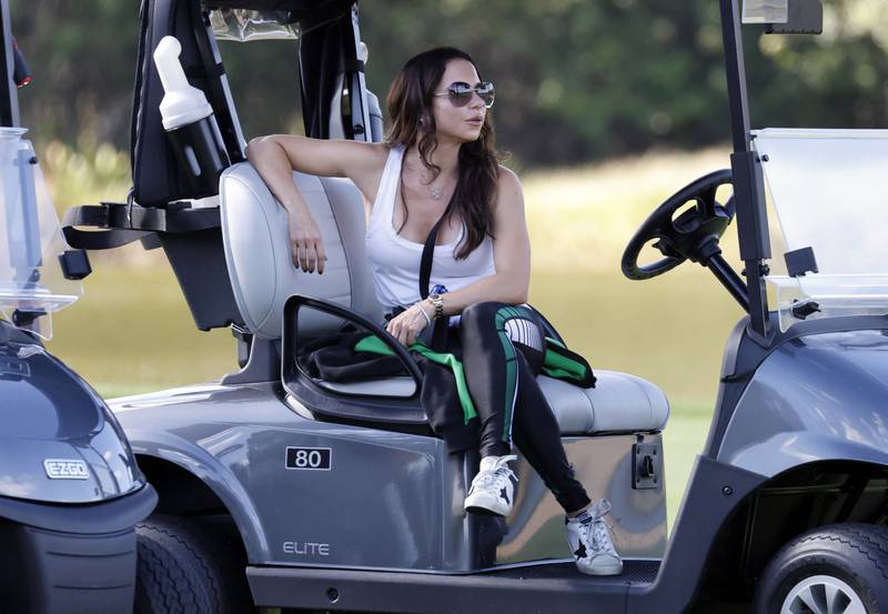 Erica Herman, the girlfriend of Tiger Woods, during the pro-am. Reuters