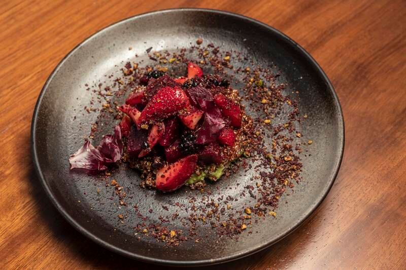 The beetroot salad is a tangy treat of various textures