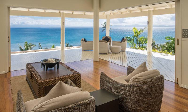 The living room of the Raiwasa Private Retreat in Matei Taveuni, Fiji. Courtesy Third Home