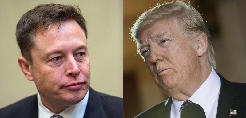 This file combination of images shows a file photo of SpaceX chief executive Elon Musk (L) in Washington and former US president Donald Trump at the US Capitol. AFP