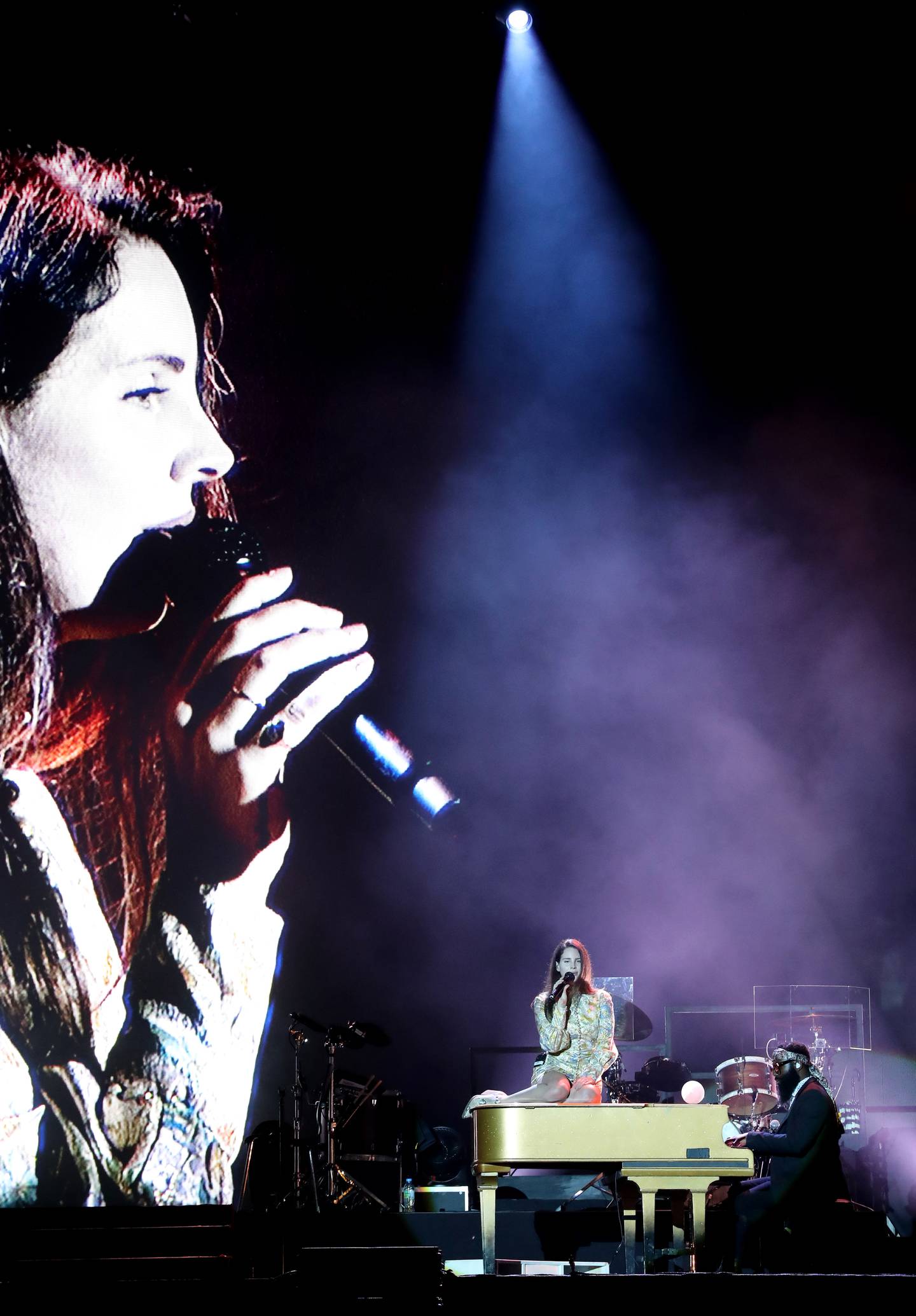 Abu Dhabi, United Arab Emirates - November 28th, 2019: Lana Del Rey performs at the F1 concert. Saturday, November 30th, 2019. Du Arena, Abu Dhabi. Chris Whiteoak / The National