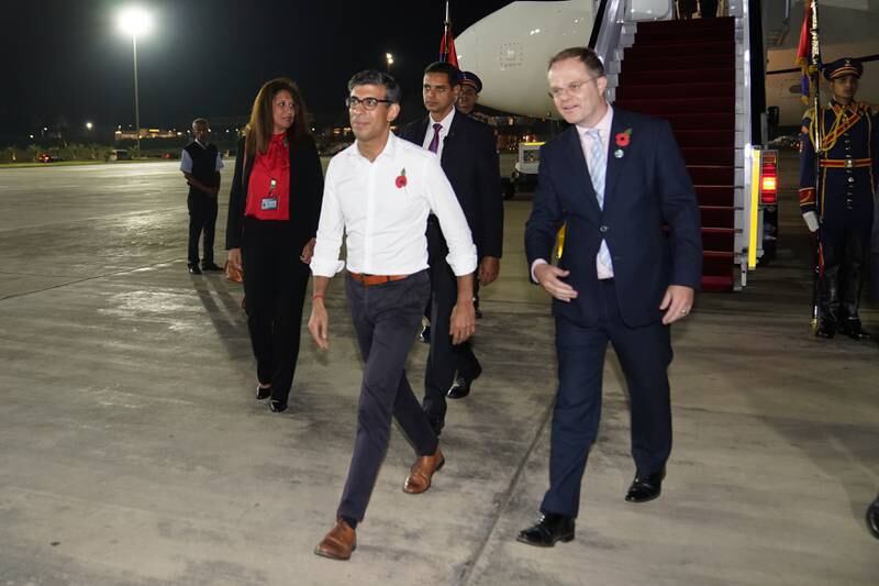 British Prime Minister Rishi Sunak arriving in Sharm el-Sheikh, Egypt, to attend the Cop27 summit. Getty Images