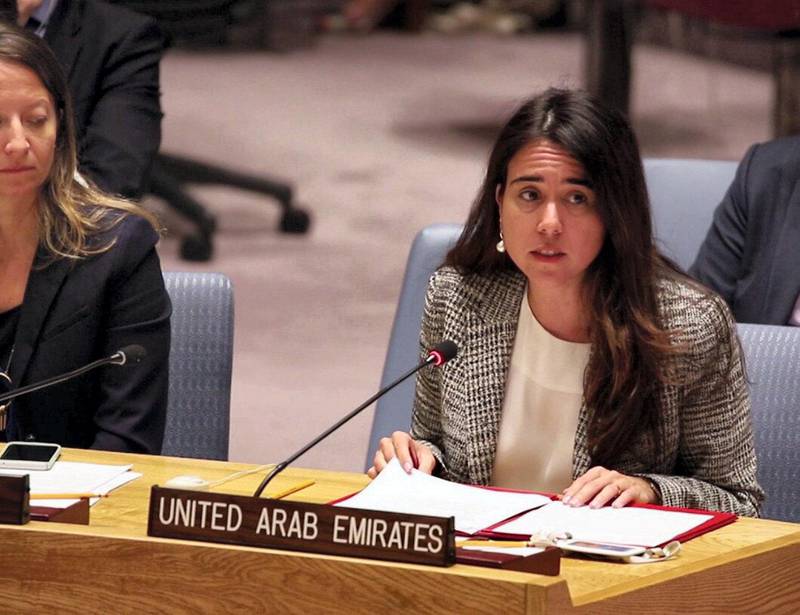 H.E. Lana Nusseibeh, Ambassador and Permanent Representative of the UAE to the UN, delivers UAE's statement at the UN Security Council Open Debate on Children and Armed Conflict. Courtesy Permanent Mission of the United Arab Emirates to the United Nations