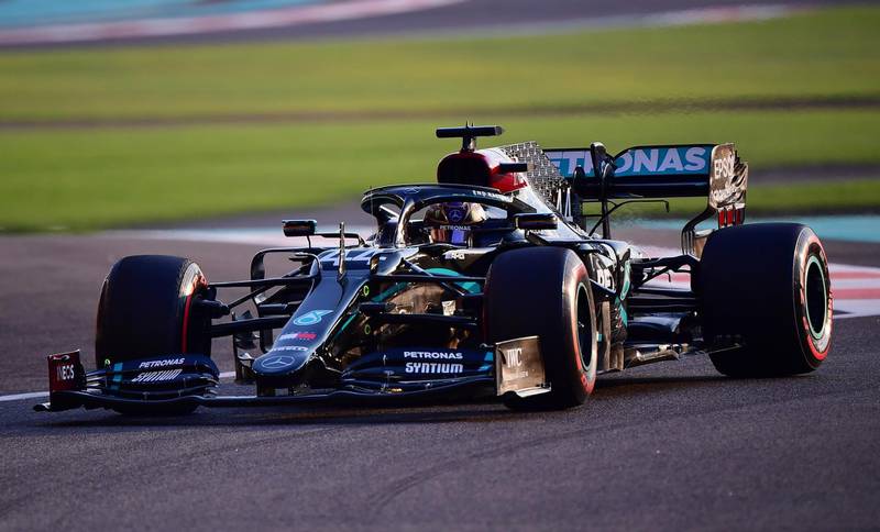 Mercedes' Lewis Hamilton during a warm up lap before the race. Reuters